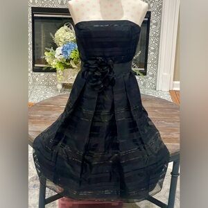 White House Black Market Ribbon Stripe Strapless Cocktail Dress - Sz 8 - EUC